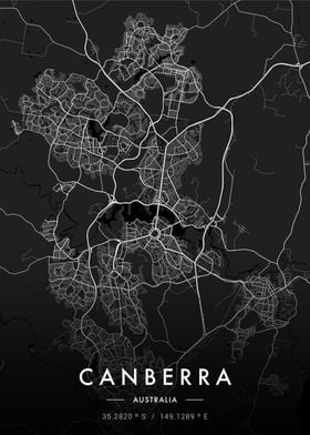 Canberra City Map Dark