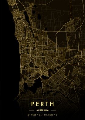 Perth City Map Gold