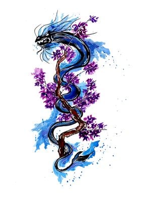 Blue Dragon Purple Flowers