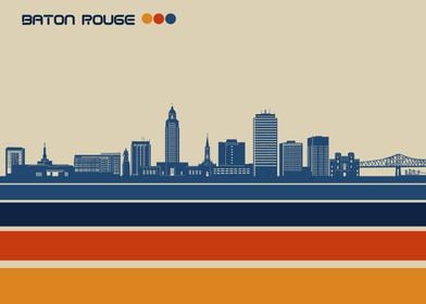 baton rouge skyline retro 