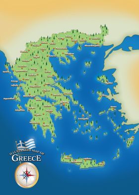 Illustrated map of Greece