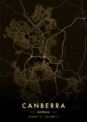 Canberra City Map Gold