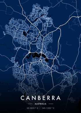 Canberra City Map Blue