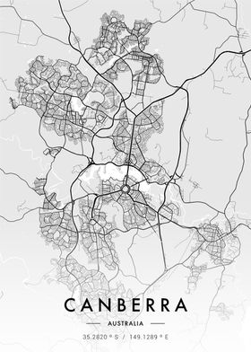 Canberra City Map White