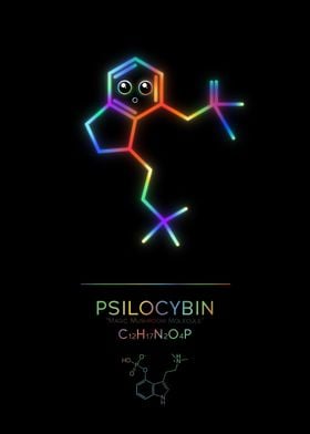 Neon Psilocybin molecule