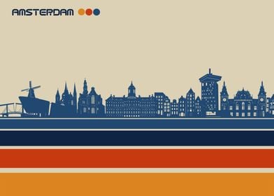 amsterdam skyline retro 3