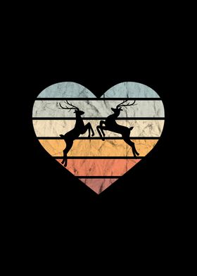 I Love Deer Retro Heart