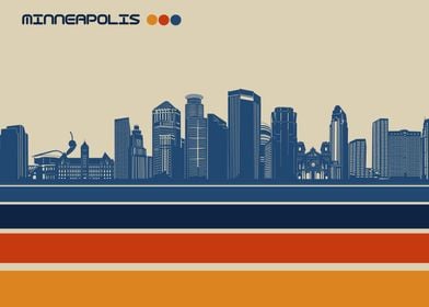 minneapolis skyline retro