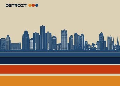 detroit skyline retro 3