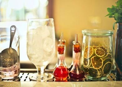 bottle glass red table