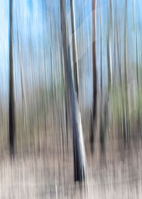 Abstract panning wood tree