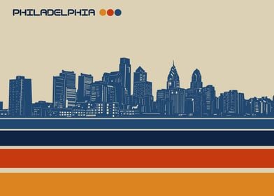 philadelphia skyline retro