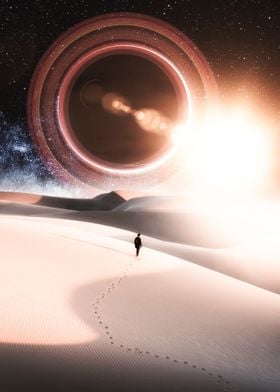 Rings Planet in Desert