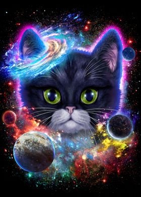 Tuxedo Cat in Space