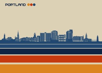 portland me skyline retro