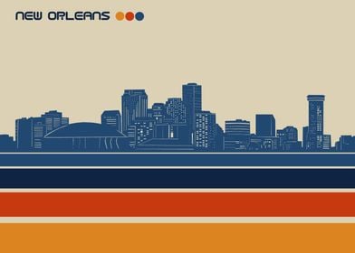 new orleans skyline retro