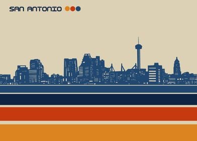 san antonio skyline retro 