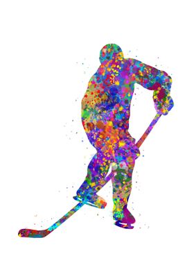 Ice hockey watercolor
