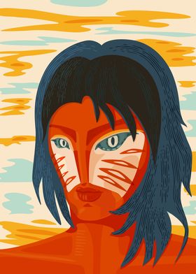 Orange Alien Girl Portrait