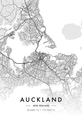 Auckland City Map White