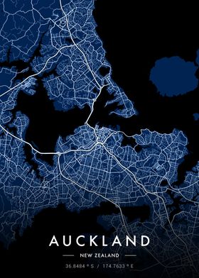 Auckland City Map Blue