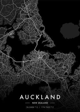 Auckland City Map Dark