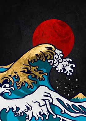 Golden Great Wave Kanagawa