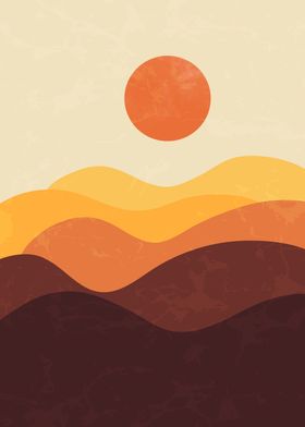 Red Sun and Mountain Art 3