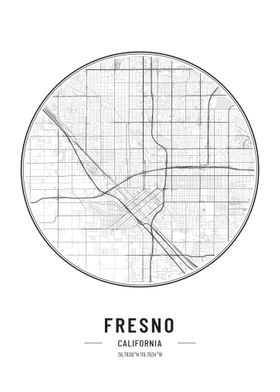 Fresno California USA MAP