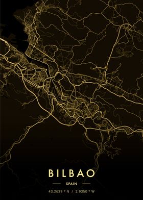 Bilbao City Map Gold