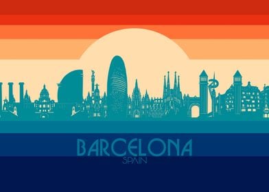 barcelona skyline retro 4