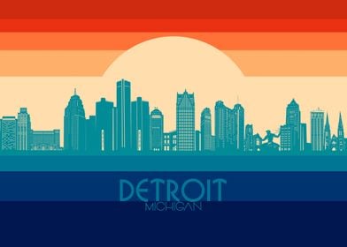 detroit skyline retro 4