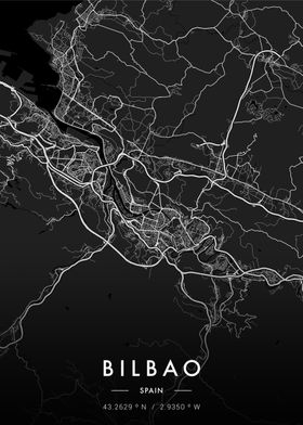 Bilbao City Map Dark