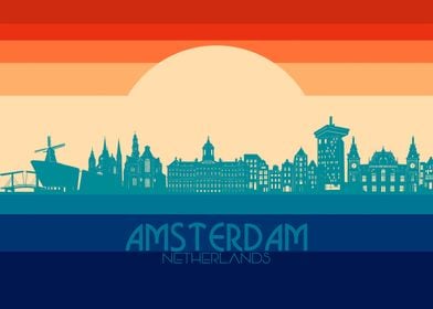 amsterdam skyline retro 4