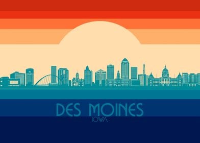 des moines skyline retro 4