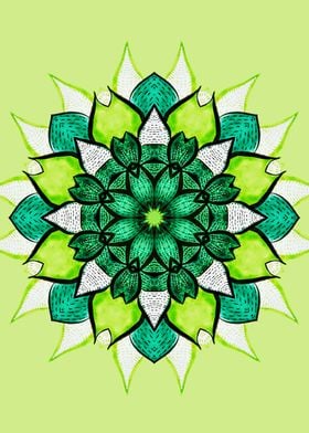 Green floral mandala