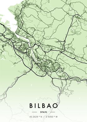 Bilbao City Map Green