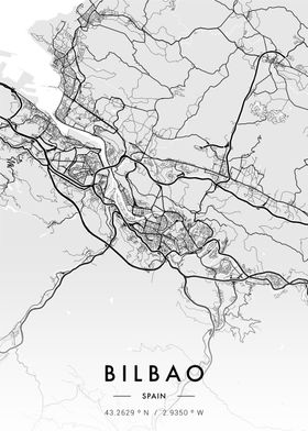 Bilbao City Map White