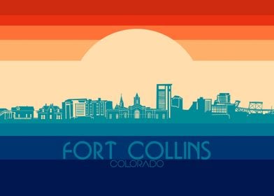 fort collins skyline retro