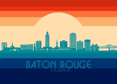 baton rouge skyline retro