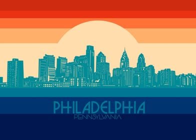 philadelphia skyline retro