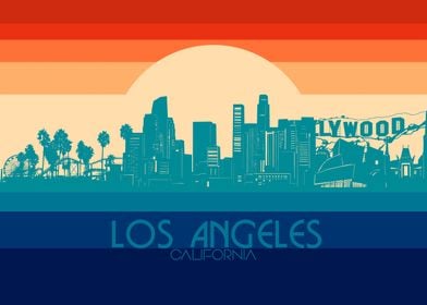 los angeles skyline retro