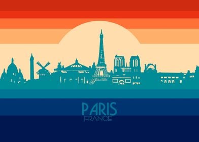 paris skyline retro 4