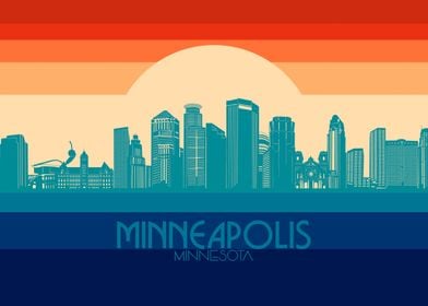 minneapolis skyline retro 