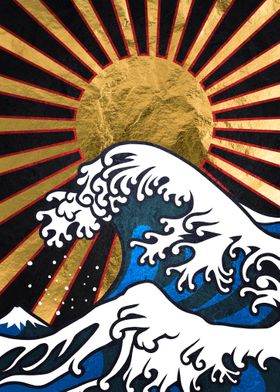 Golden Great Wave Kanagawa