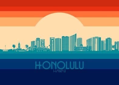 honolulu skyline retro 4