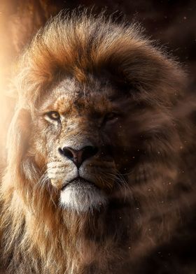 African lion face poster 