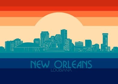 new orleans skyline retro