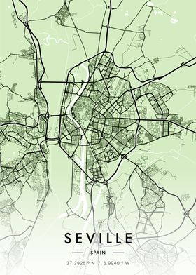 Seville City Map Green