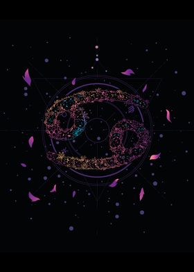 CANCER FLORAL ZODIAC SIGN
